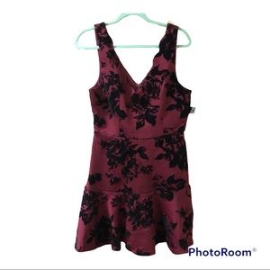 Burgundy and Black Mini Dress by TRIXXI